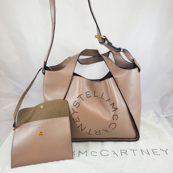 NWT$1,195 Stella McCartney Medium Stella Logo Faux Leather Tote Crossbody Bag - Picture 7 of 16